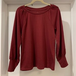 LOFT | Maroon Puff Sleeve Sweatshirt | Size S